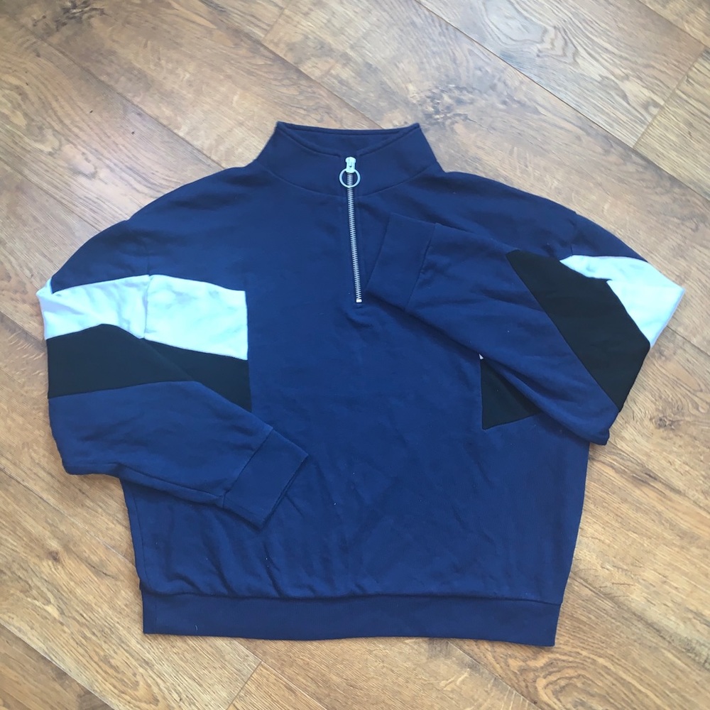 VS PINK Navy Blue Quarter Zip Crewneck Hoodie